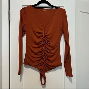 Abercrombie & Fitch Rust Ruched Bodysuit